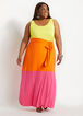 Plus Size Belted Colorblock Stretch Knit Maxi Summer Party Dresses image number 0