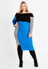Plus Size Sexy Knitwear Colorblock Off The Shoulder Rib Bodycon Dress image number 0