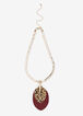 Faux Leather And Faux Fur Necklace, Burgundy image number 0