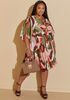 Abstract Print Faux Wrap Dress, Multi image number 3