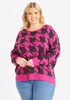 Houndstooth Knotted Sweater, Fuchsia Red image number 1