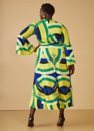 Bell Sleeved Printed Maxi Dress, Surf The Web image number 1