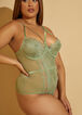 Caged Lace And Mesh Bodysuit, Light Pastel Green image number 2