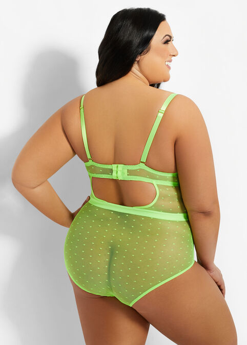 Lace Push-Up Lingerie Bodysuit, Apple Green image number 1