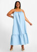 Tall Ruffle Flared Chambray Dress, Medium Blue image number 0
