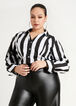 Stripe Collared Button Up Top, Black White image number 2