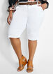 Plus Size Belted Denim Mid-Rise Bermuda Knee-Length Shorts image number 0
