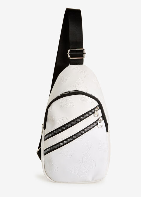 White Butterfly Crossbody Backpack, White image number 0