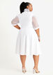 Organza Tie Neck Pique Fit n Flare, White image number 1