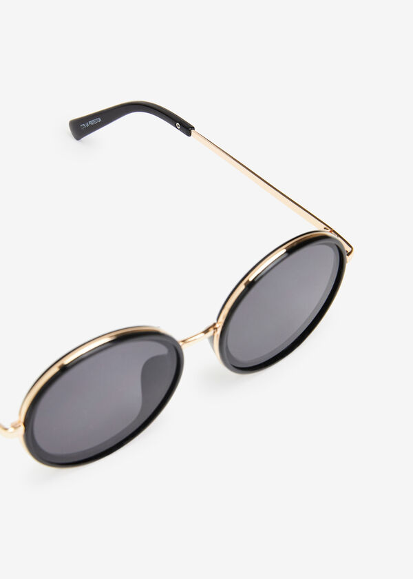 Round Frame Sunglasses, Black image number 3