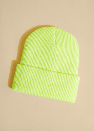 Ribbed Knit Beanie, Bright Yellow image number 1