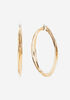 Gold Twisted Large Hoop Earrings, Gold image number 2