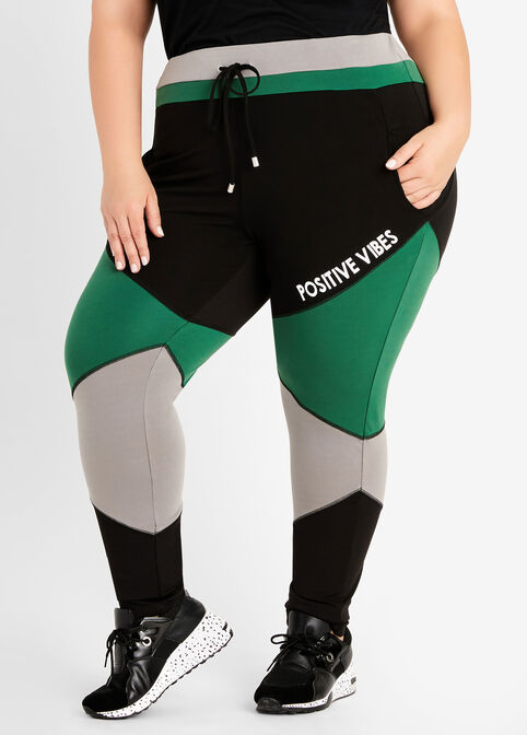 Positive Vibes Colorblock Leggings, Black Combo image number 0