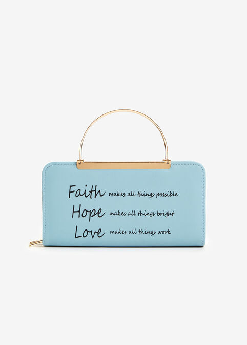 Faith Hope Love Convertible Wallet, Dusk Blue image number 0