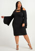 Cold Shoulder Cutout Sheath Dress, Black image number 0