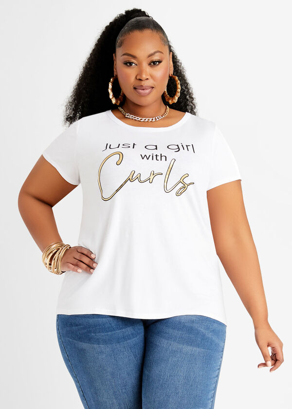 Just A Girl With Curves Graphic Tee, White image number 0