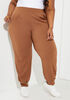 Mid Rise Stretch Crepe Joggers, Caramel image number 0