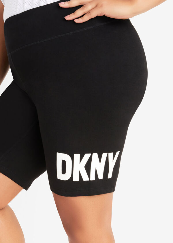 DKNY SPORT Logo Biker Shorts, Black White image number 1