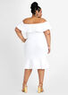 White Off The Shoulder Denim Dress, White image number 1