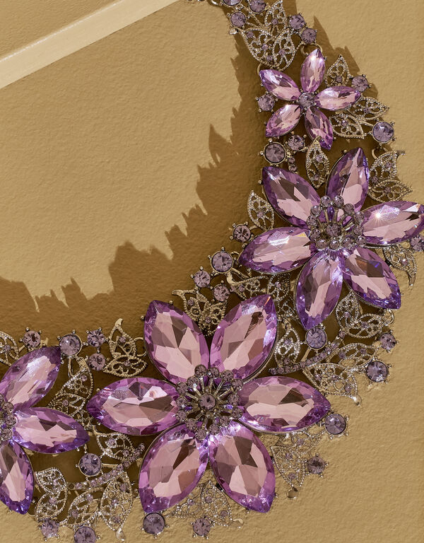 Floral Crystal Necklace, Digital Lavendar image number 1