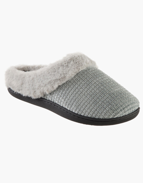 Isotoner Chenille Hoodback Slippers, Grey image number 0