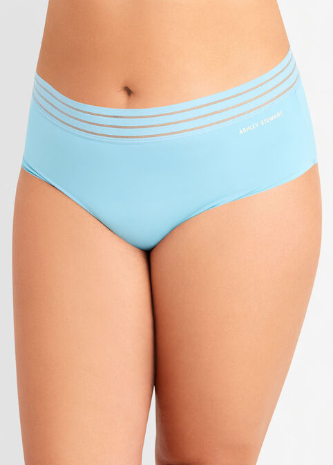 Sheer Stripe Waistband Micro Brief, Teal image number 0