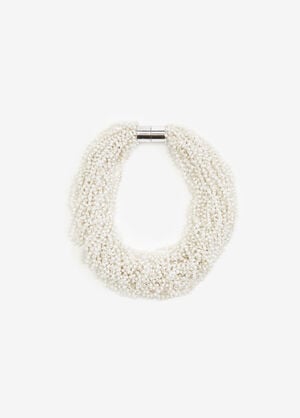 Multistrand Beaded Collar Necklace, White image number 1