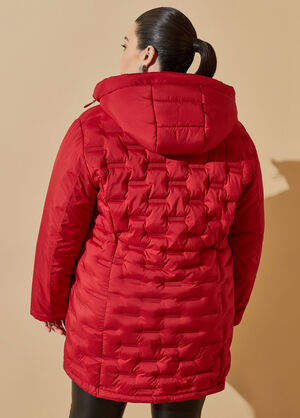 Quilted Puffer Coat, Red image number 1