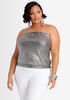 Metallic Silver Knit Tube Top, Silver image number 0