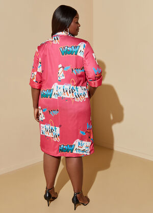 Graffiti Print Blazer Dress, Pink Clash image number 1