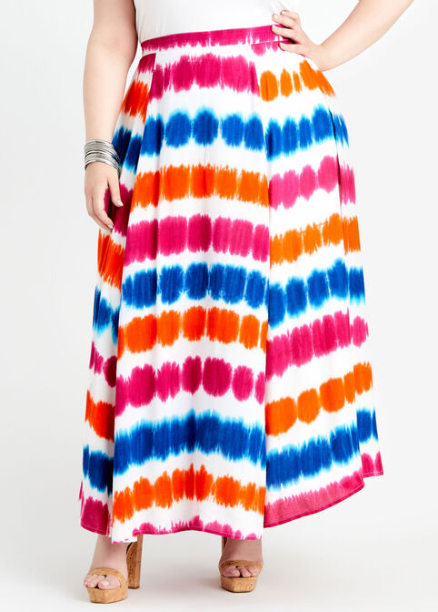 Tie Dye High Waist Maxi Skirt, Pink Yarrow image number 0