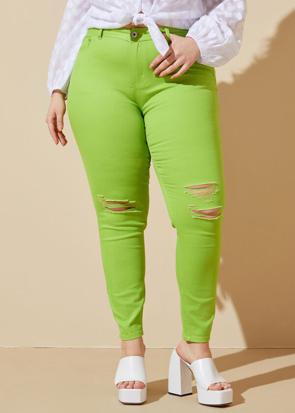 High Rise Cutout Jeggings, Parrot Green image number 0