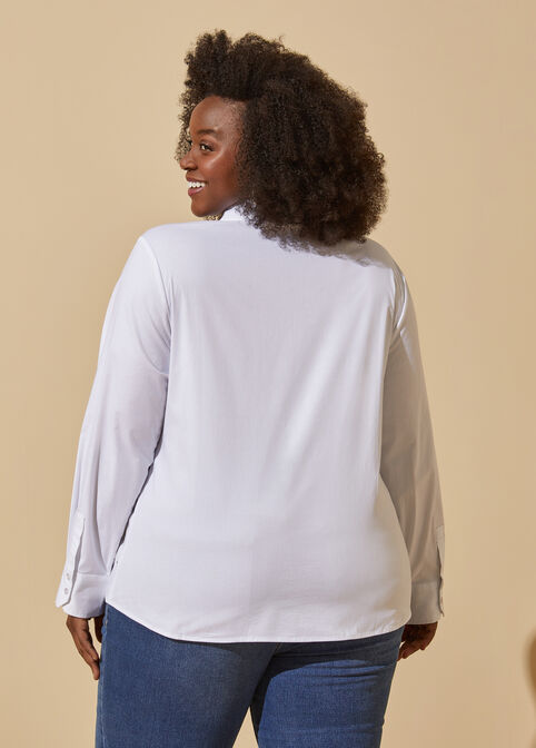 Studded Cotton Blend Shirt, White image number 1