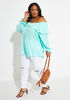 Tall Off The Shoulder Flounce Blouse, Ice Green image number 2