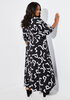 Short Printed Belted Maxi Dress, Black White image number 1
