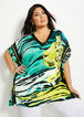 Tiger V Neck Knit Kimono Tunic, Veridian Green image number 0