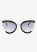 Black Metal Cateye Sunglasses, Black image number 0