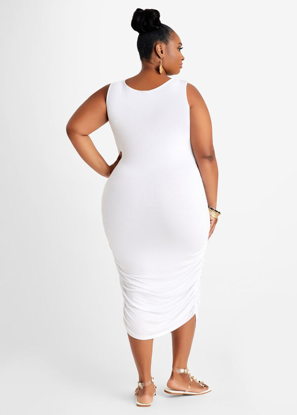 Ruched Jersey Bodycon Dress, White image number 1