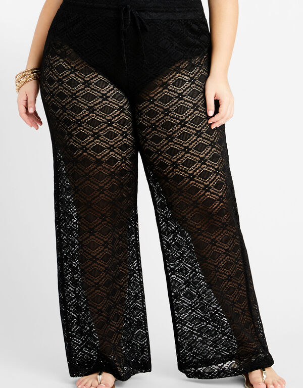 Beach Break Lace Cover Up Pant, Black image number 0
