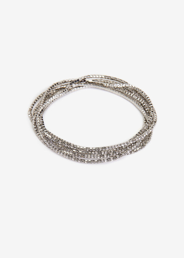 Silver Tone Crystal Bracelet Set, Silver image number 1
