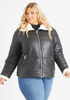 Levi Faux Leather Puffer Jacket, Black image number 3