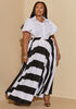 Striped Maxi Skirt, White Black image number 2