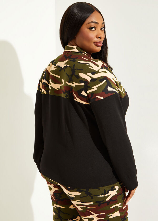 Camo Print Paneled Pullover, Multi image number 1