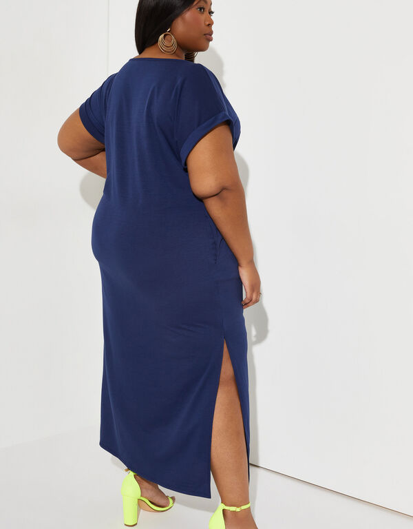 Know Your Worth Maxi Shirtdress, Navy image number 1