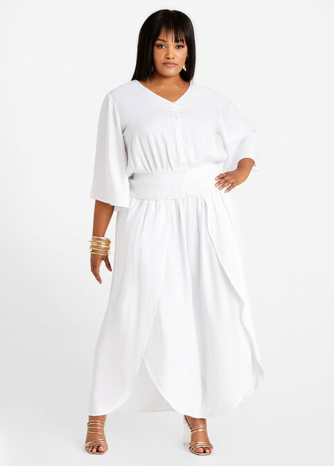 Wrap High Waist Wide Leg Pant, White image number 2