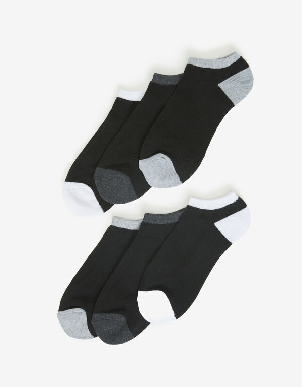 Just Me 6Pk Half Cushioned Socks, Black image number 0