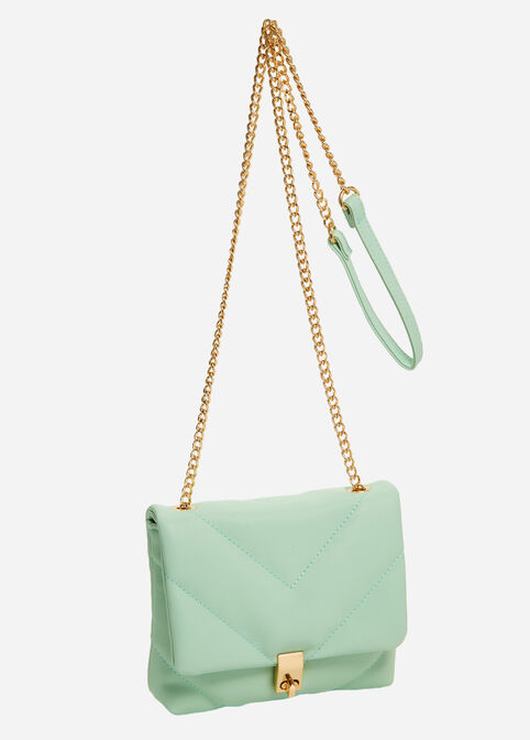 Quilted Faux Convertible Clutch, Mint Green image number 0