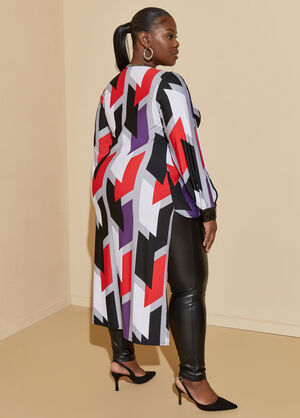 Faux Leather Trimmed Abstract Top, Multi image number 1