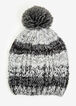 Black Ombre Cable Pompom Beanie, Black Combo image number 1