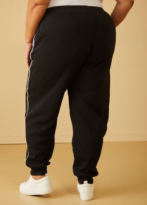 Piped Fleece Joggers, Black image number 1